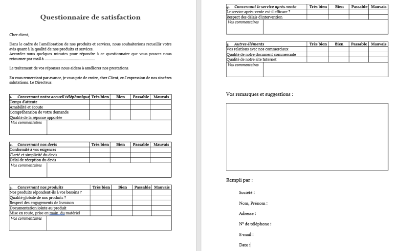 découvrez notre questionnaire de satisfaction client pour recueillir vos avis et améliorer nos services. votre opinion compte !