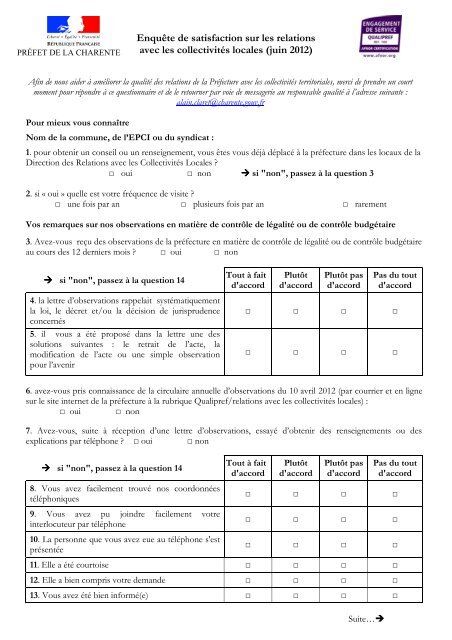 participez à notre questionnaire de satisfaction pour évaluer nos services téléphoniques. votre avis compte et nous aide à améliorer votre expérience. prenez quelques minutes pour partager vos impressions et contribuer à la qualité de notre service.